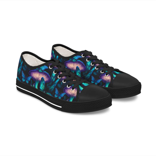 Bioluminescent Mushrooms & Moths - Women's Low Top Sneakers