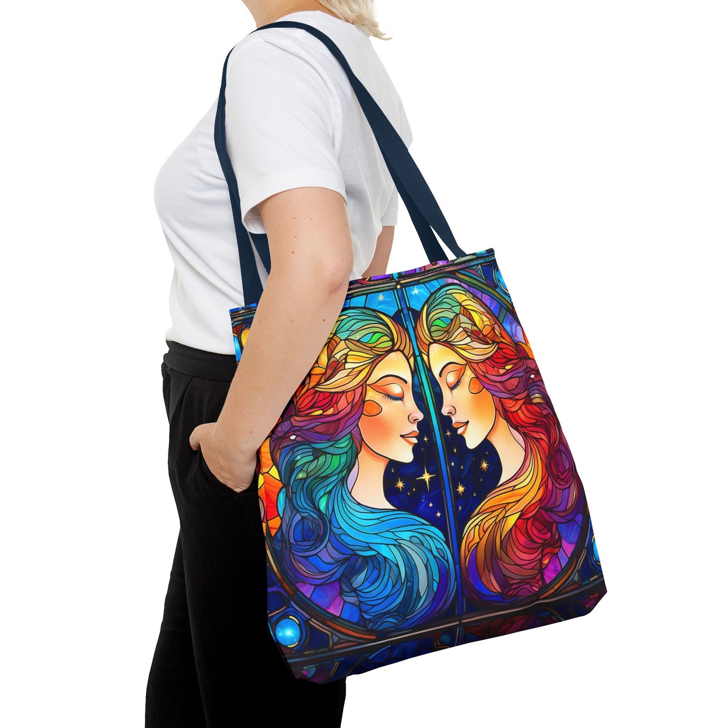 Gemini Twins Stained Glass Style Tote Bag (All Over Print)