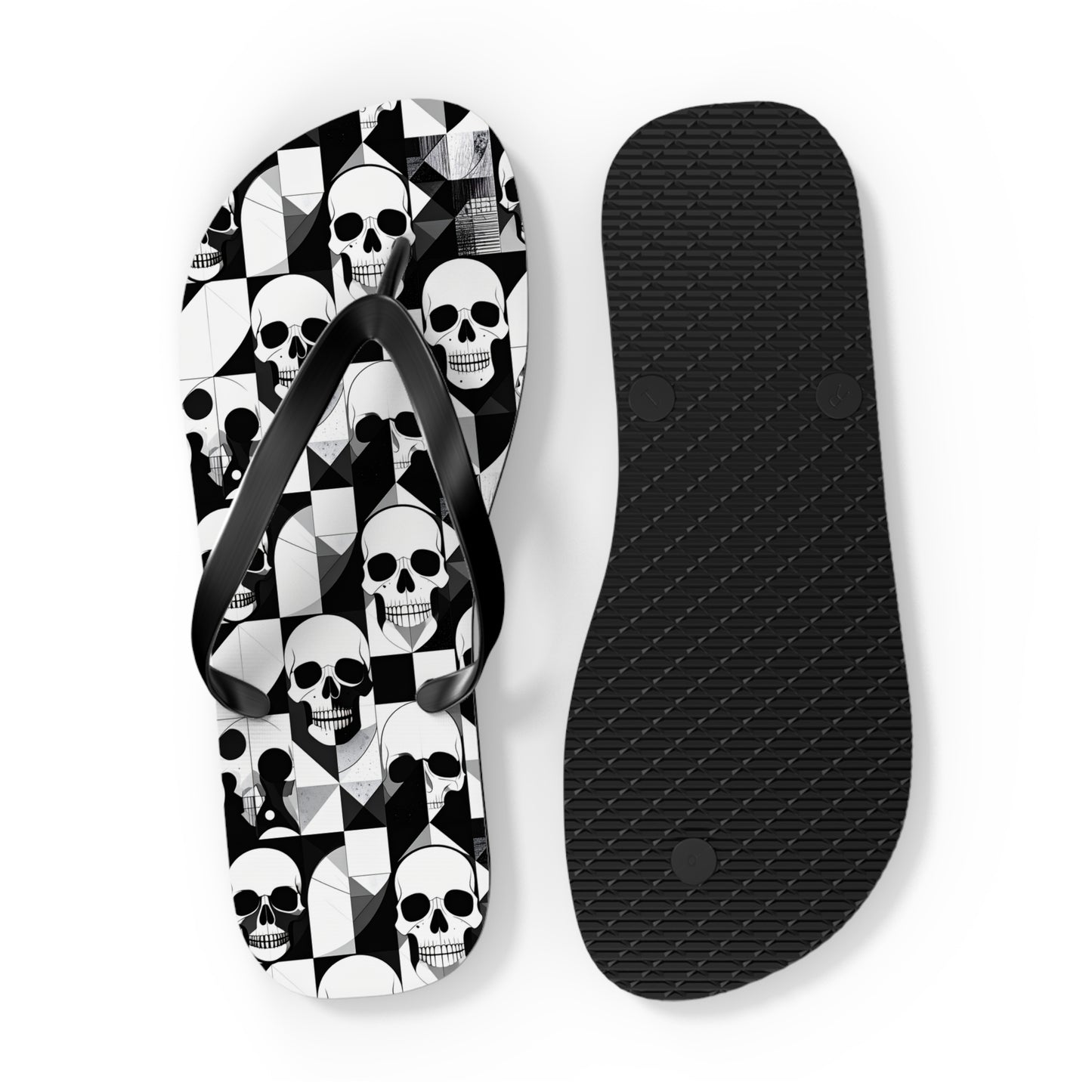 Skull Cubism Flip Flops