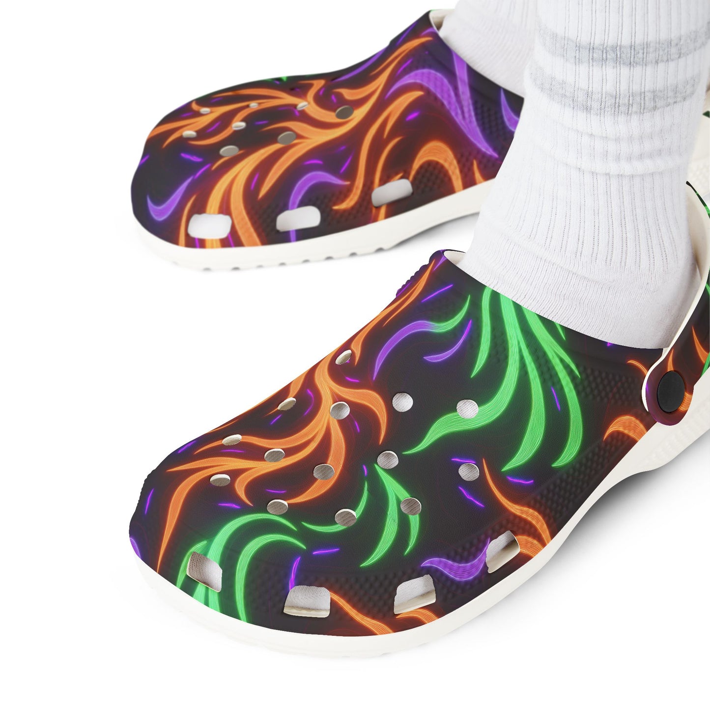 Neon Ghostly Flames - Halloween Colors - Clogs for Anyone
