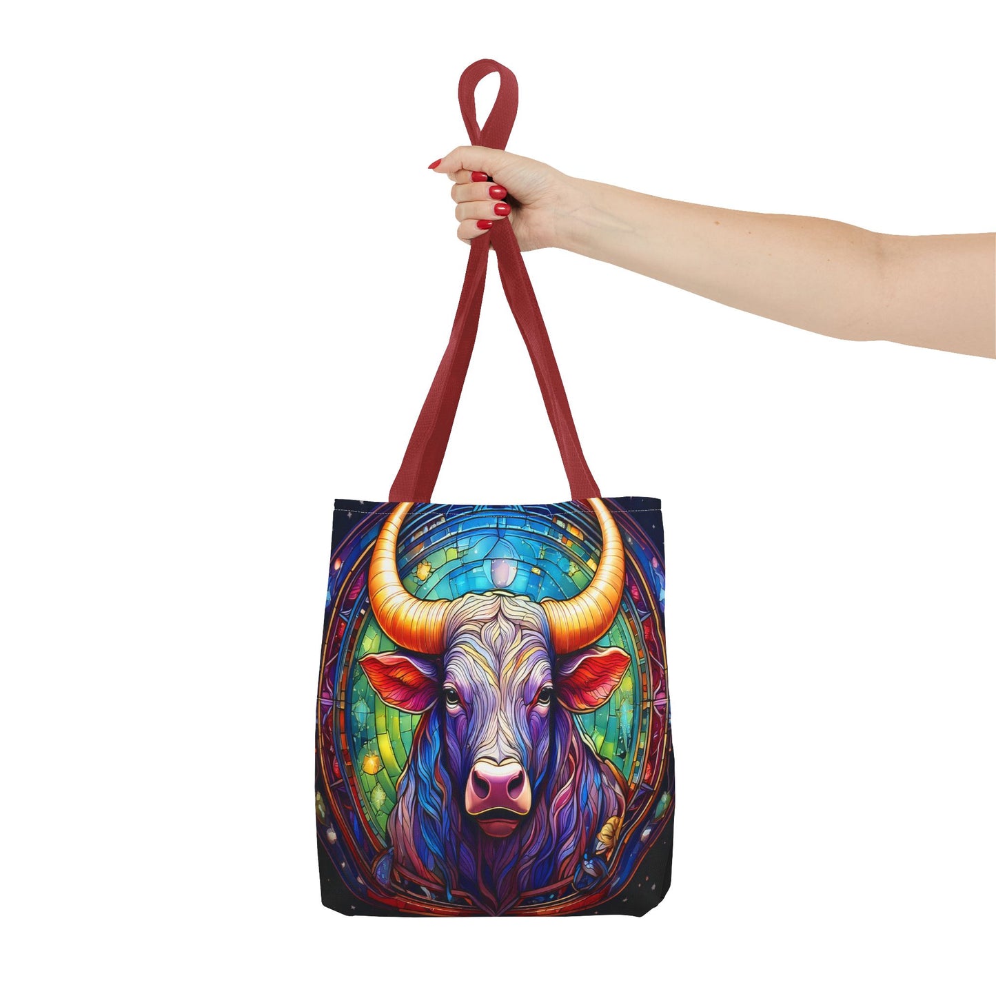 Taurus Bull Stained Glass Style Tote Bag