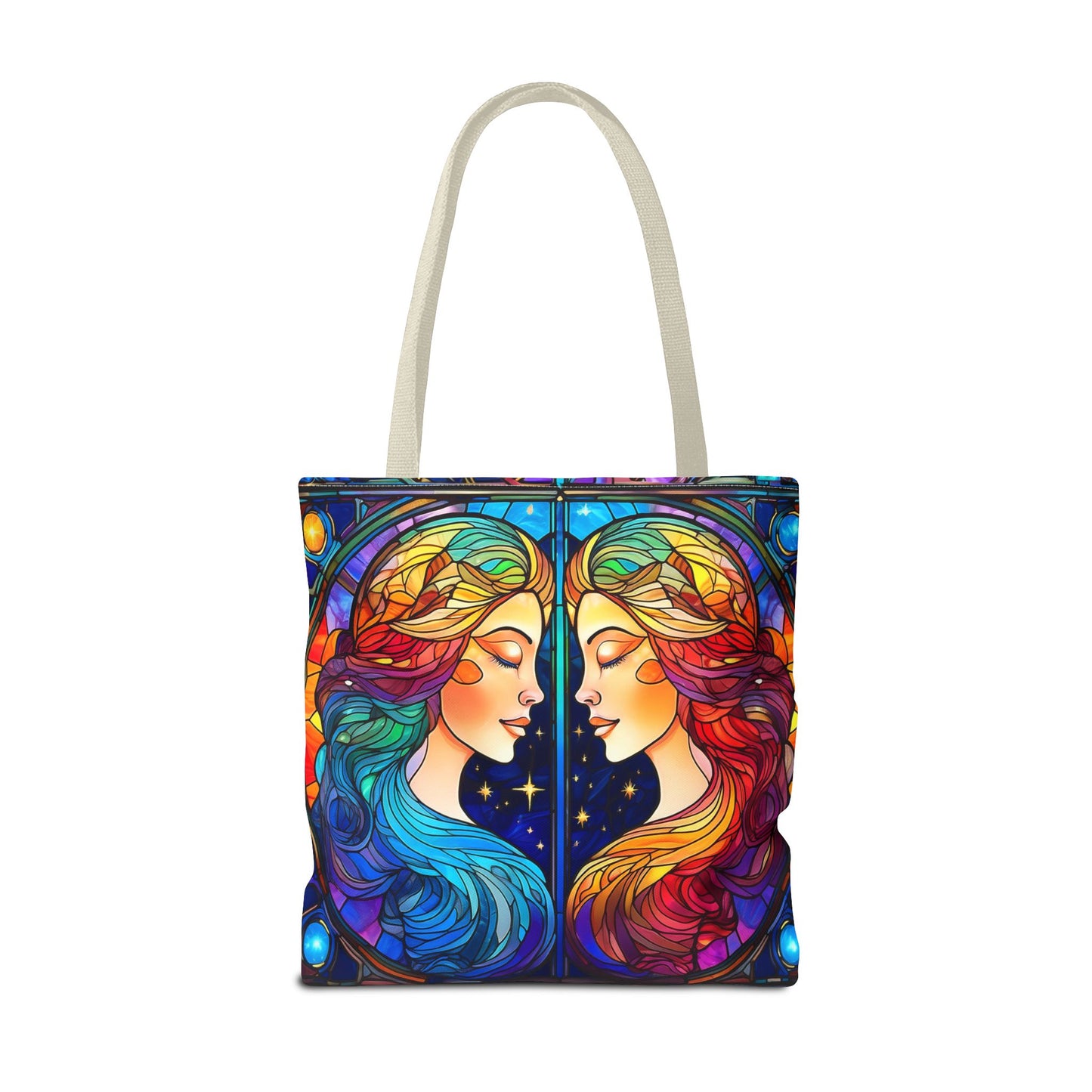 Gemini Twins Stained Glass Style Tote Bag (All Over Print)