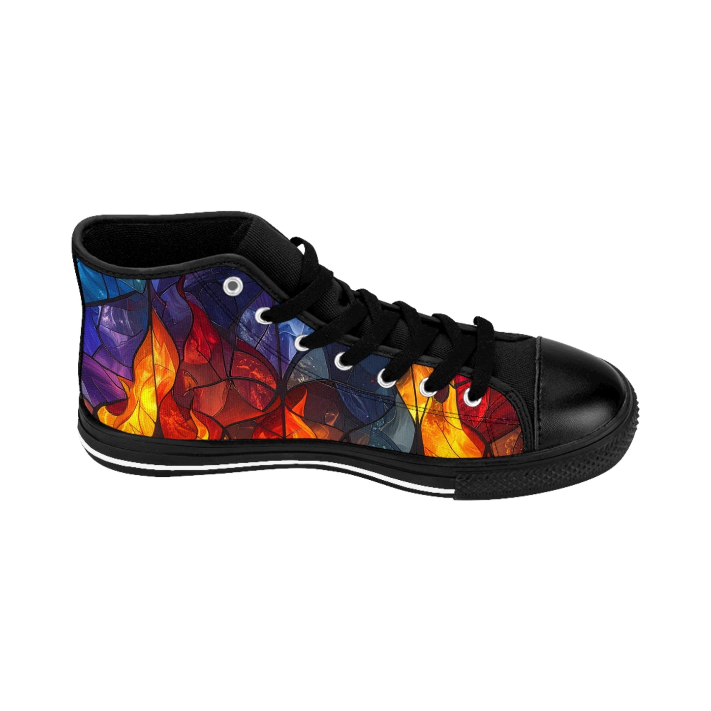 Stained Glass Flames - Women's Classic High Top Sneakers