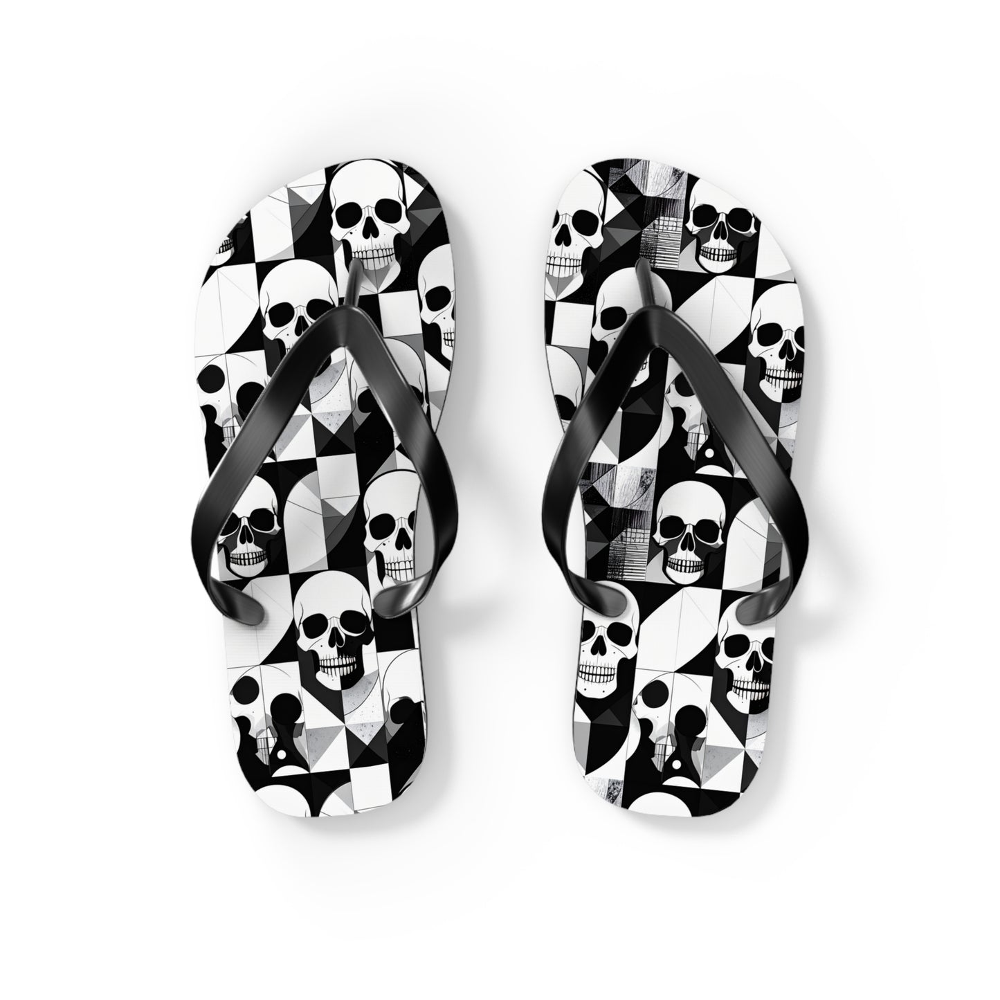 Skull Cubism Flip Flops