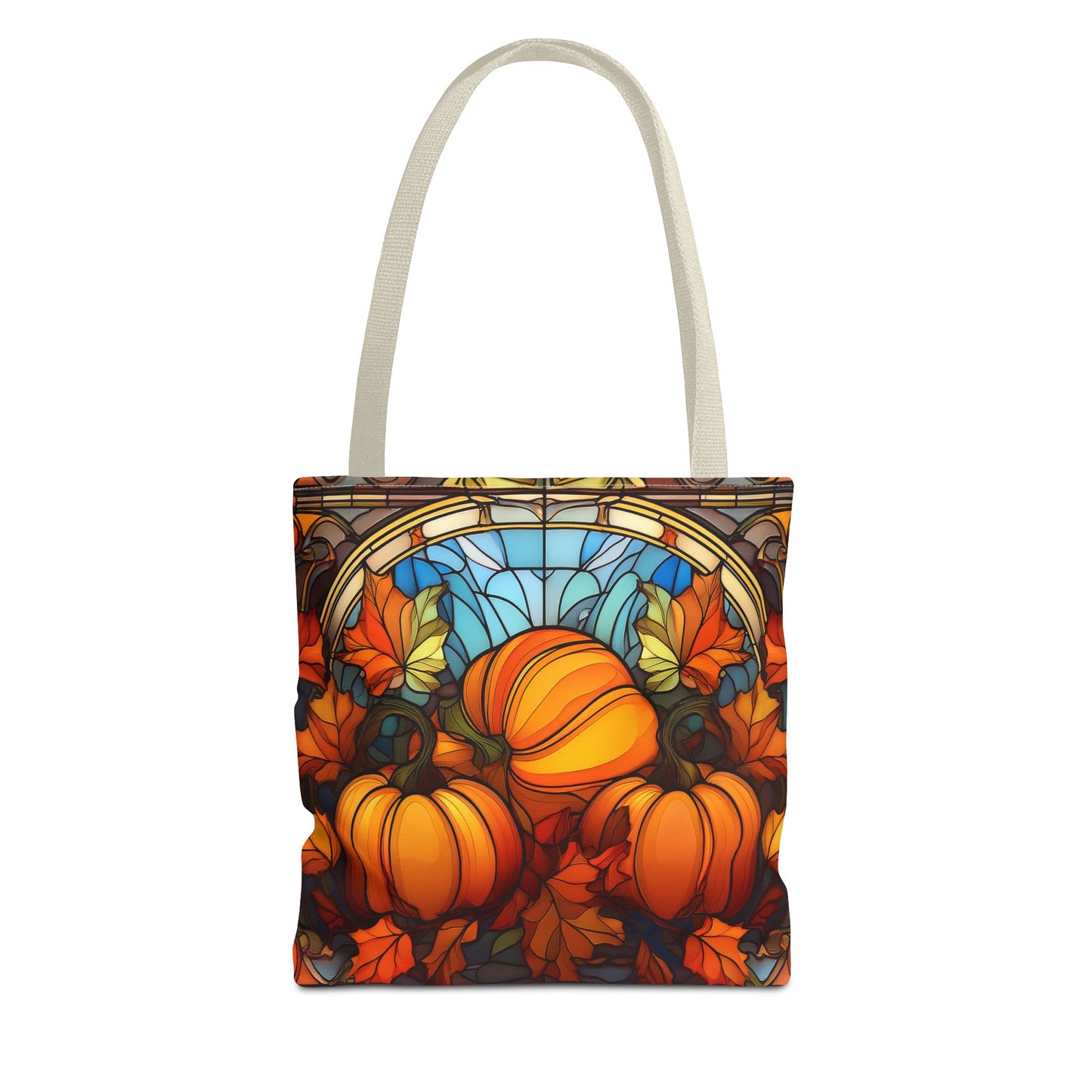 Fall Pumpkin Stained Glass Style Tote Bag