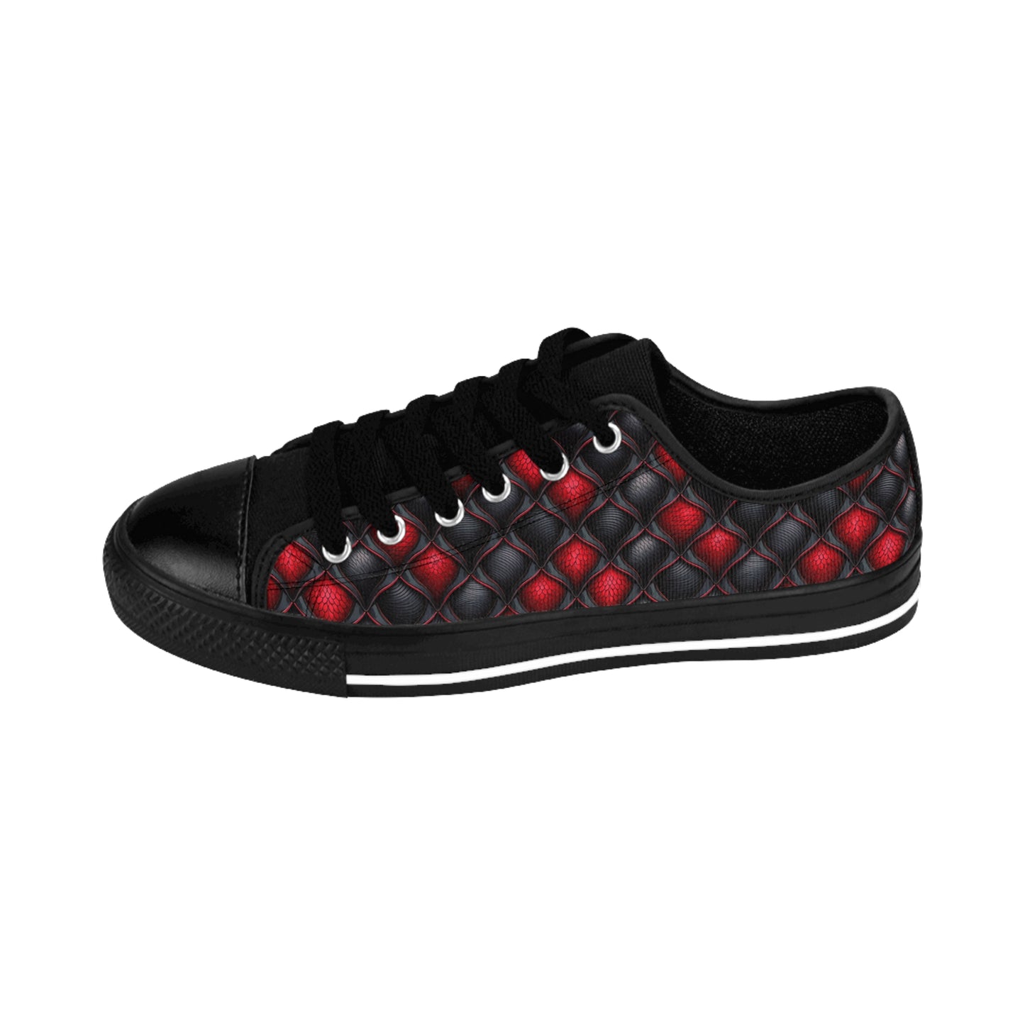 Black and Red Scales - Women's Classic Low Top Sneakers