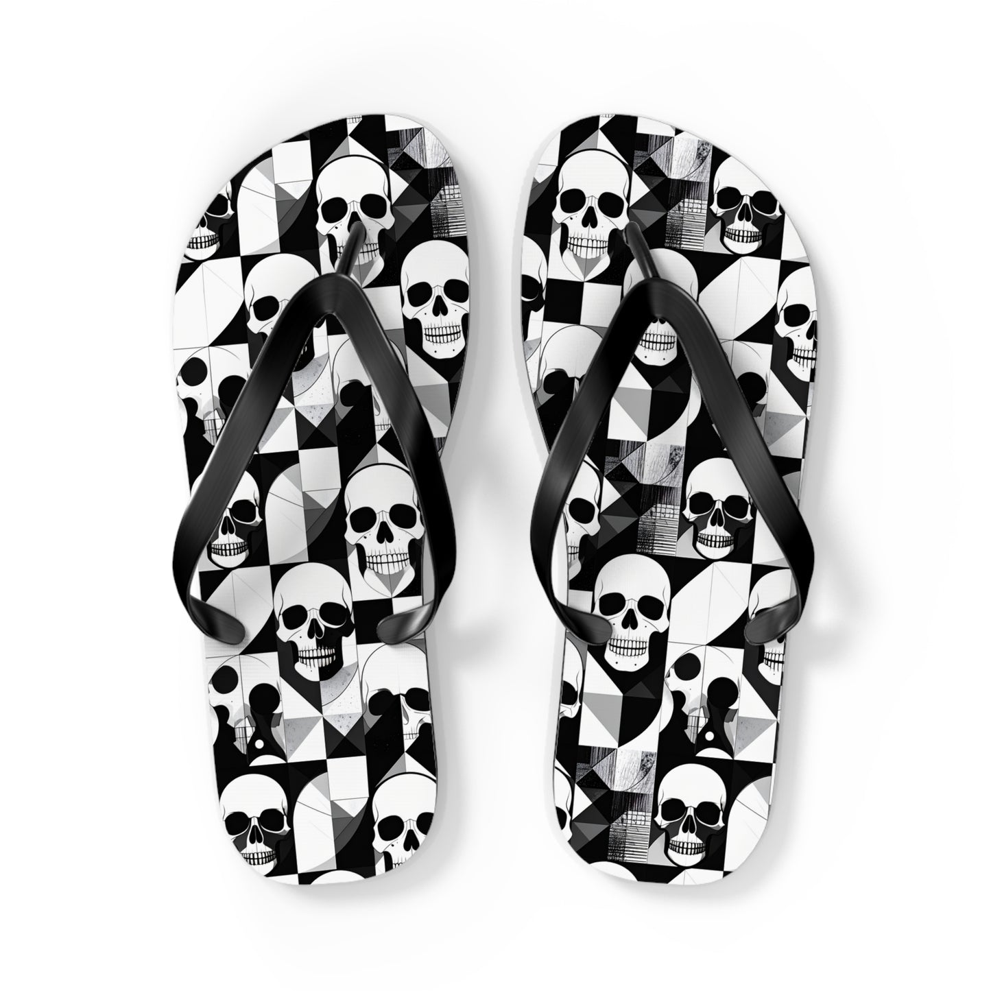 Skull Cubism Flip Flops