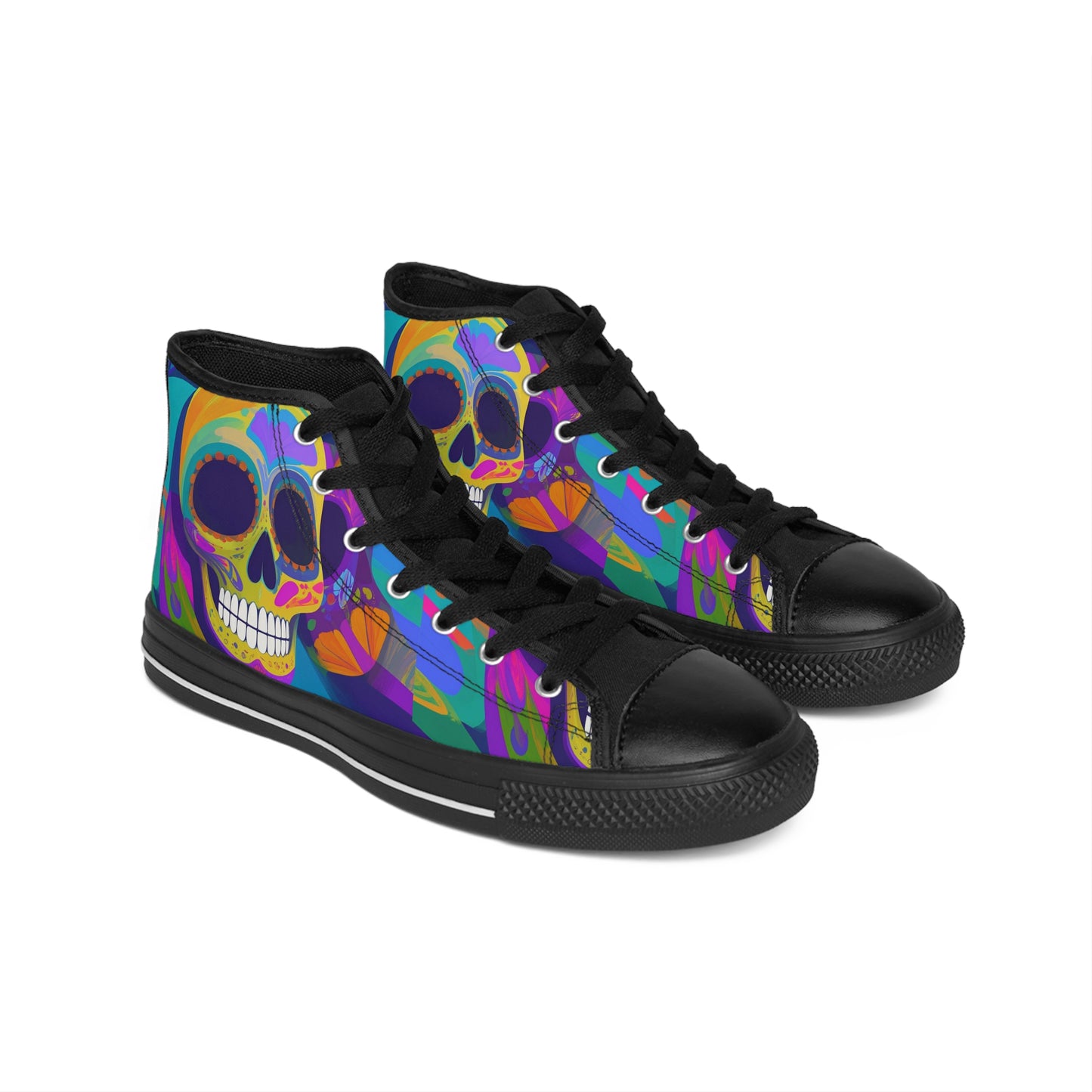 Psychedelic Skull - Women's Classic High Top Sneakers