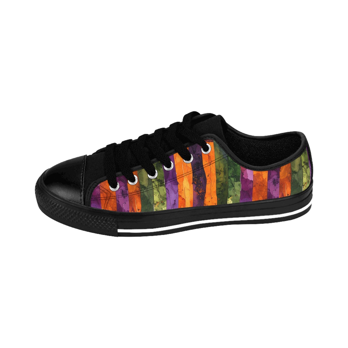Halloween Watercolor Stripes - Women's Classic Low Top Sneakers