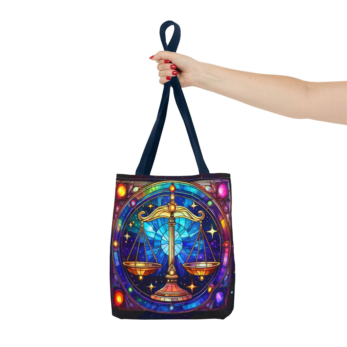 Libra Scales Stained Glass Style Tote Bag