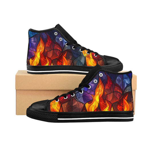 Stained Glass Flames - Women's Classic High Top Sneakers