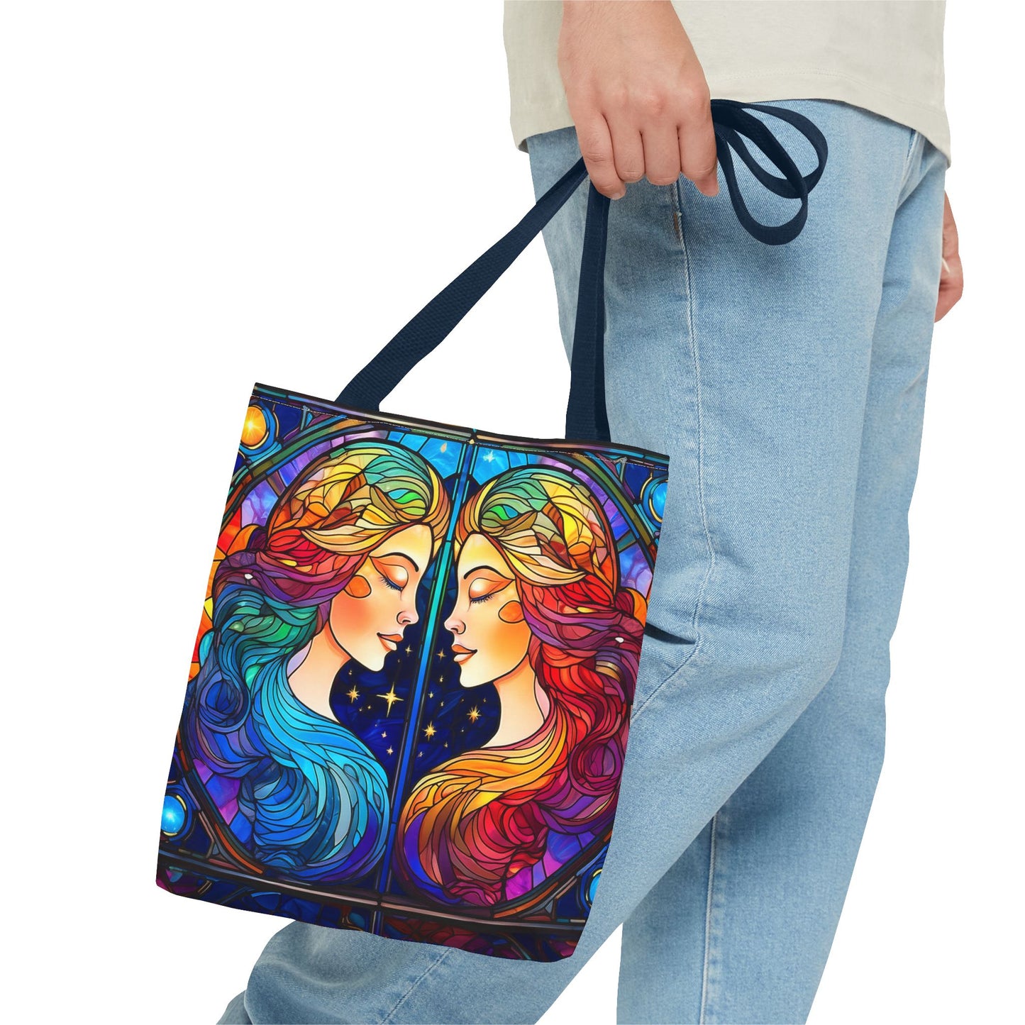 Gemini Twins Stained Glass Style Tote Bag (All Over Print)