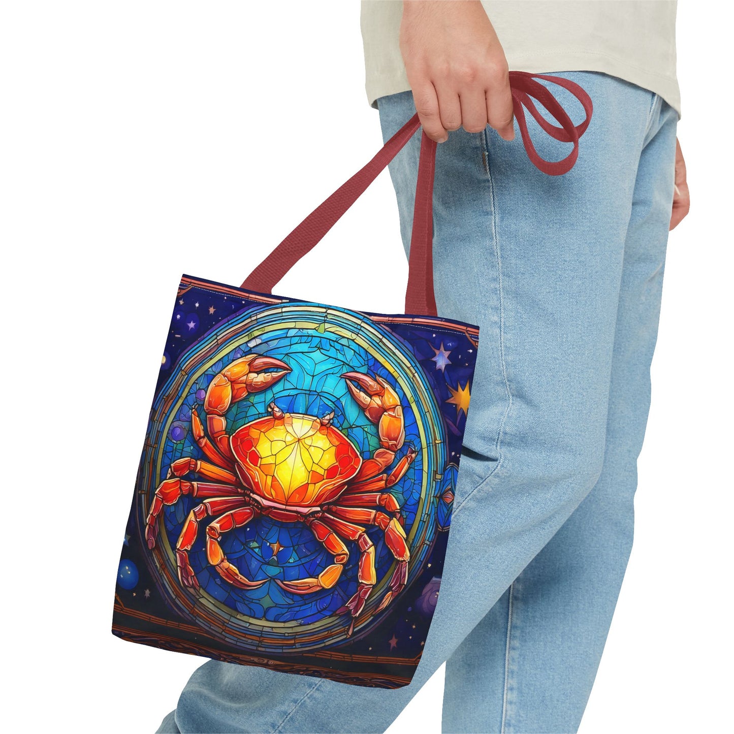 Cancer Crab Stained Glass Style Tote Bag (All Over Print)