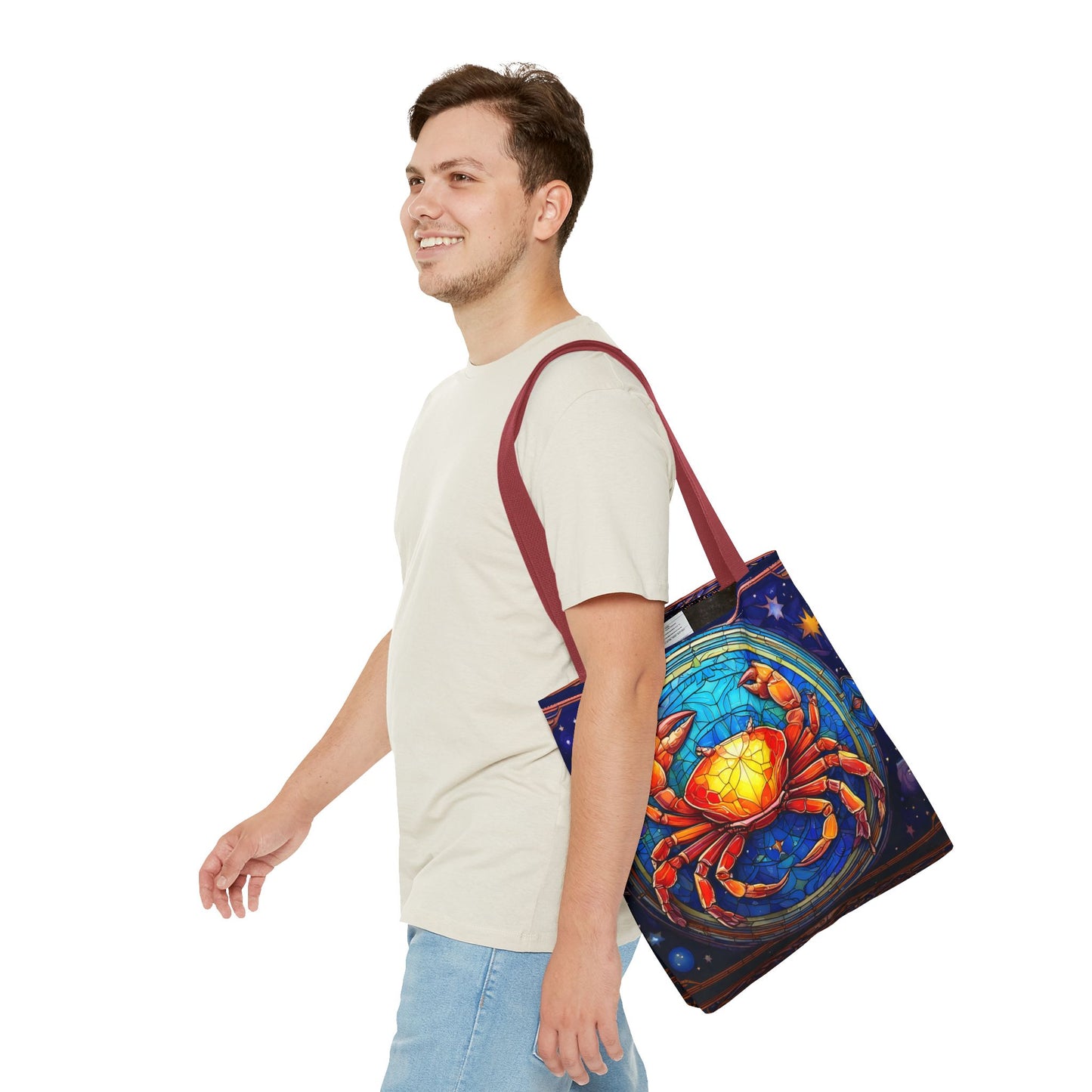 Cancer Crab Stained Glass Style Tote Bag (All Over Print)