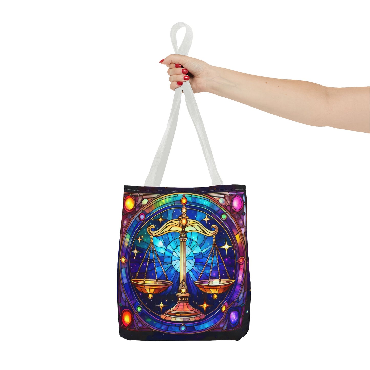 Libra Scales Stained Glass Style Tote Bag