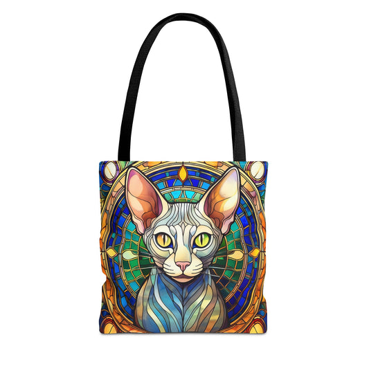 Sphynx Cat Stained Glass Style Tote Bag