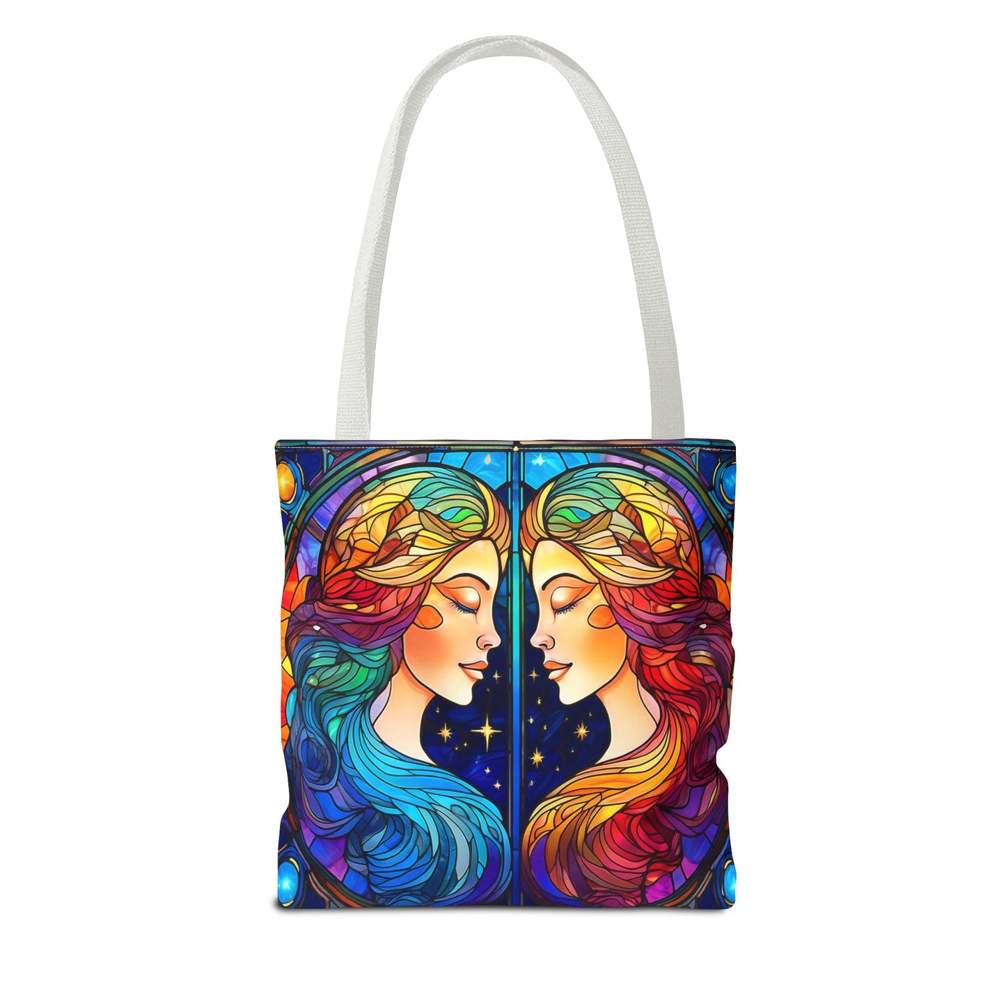Gemini Twins Stained Glass Style Tote Bag (All Over Print)