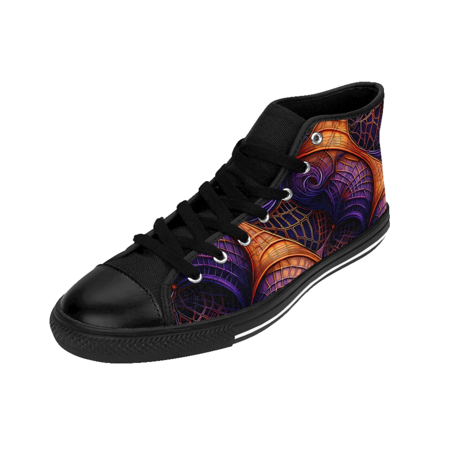 Orange & Purple Spiderwebs - Women's Classic High Top Sneakers