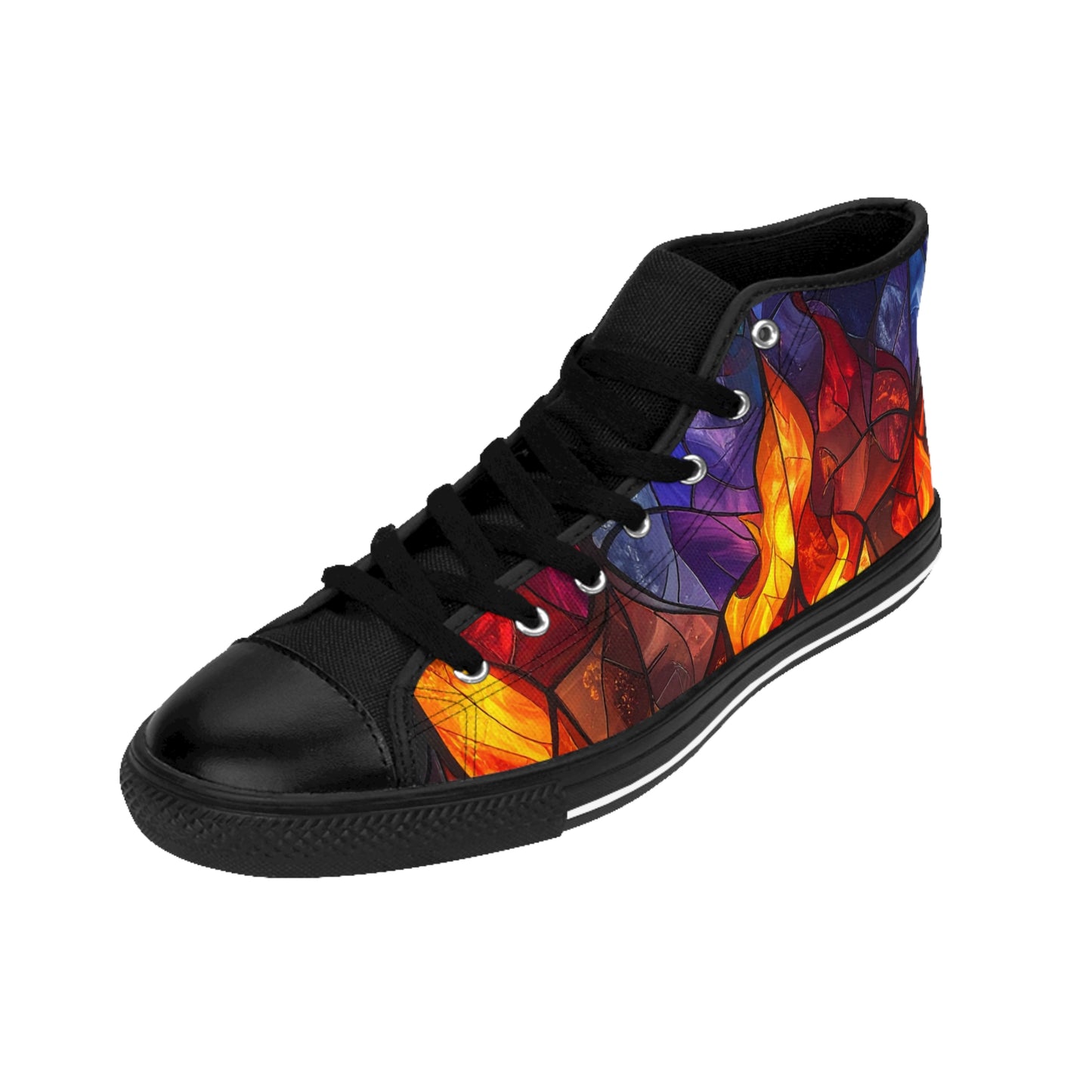 Stained Glass Flames - Women's Classic High Top Sneakers