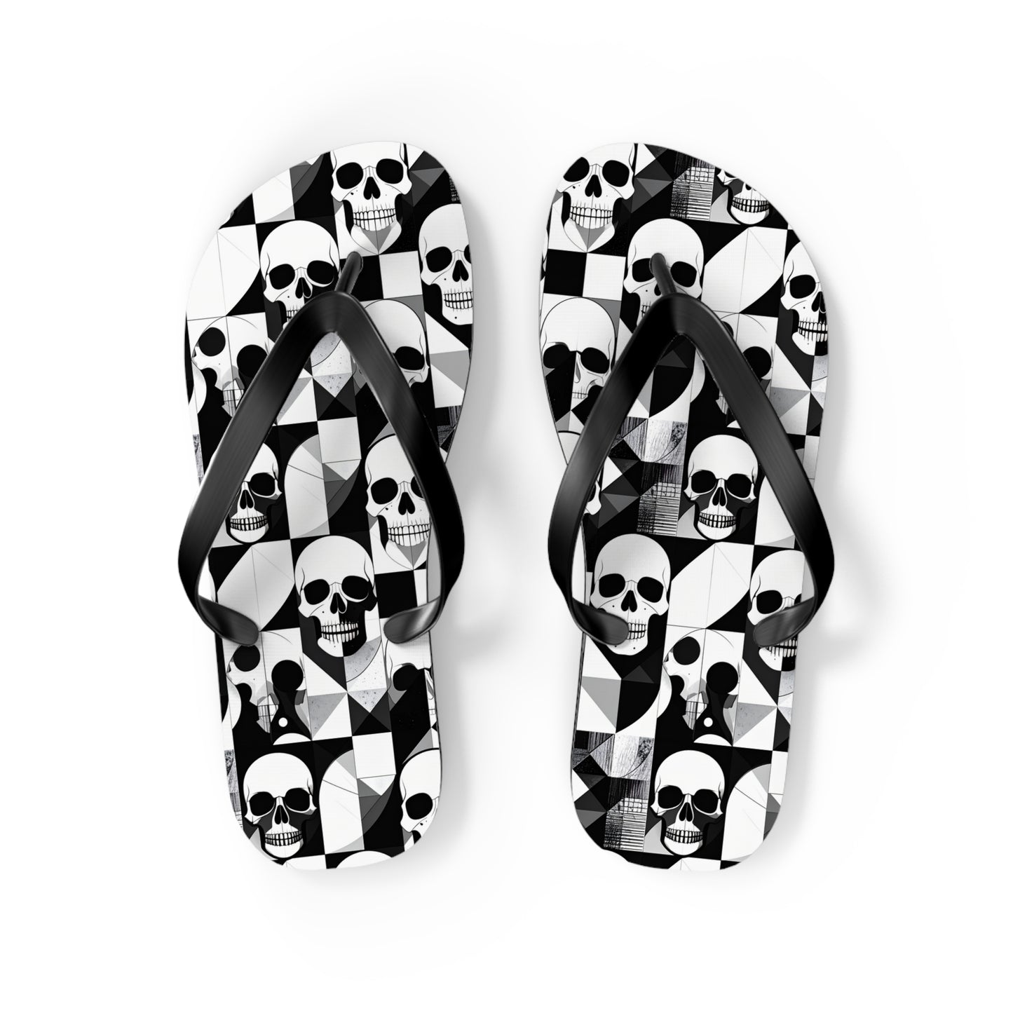 Skull Cubism Flip Flops