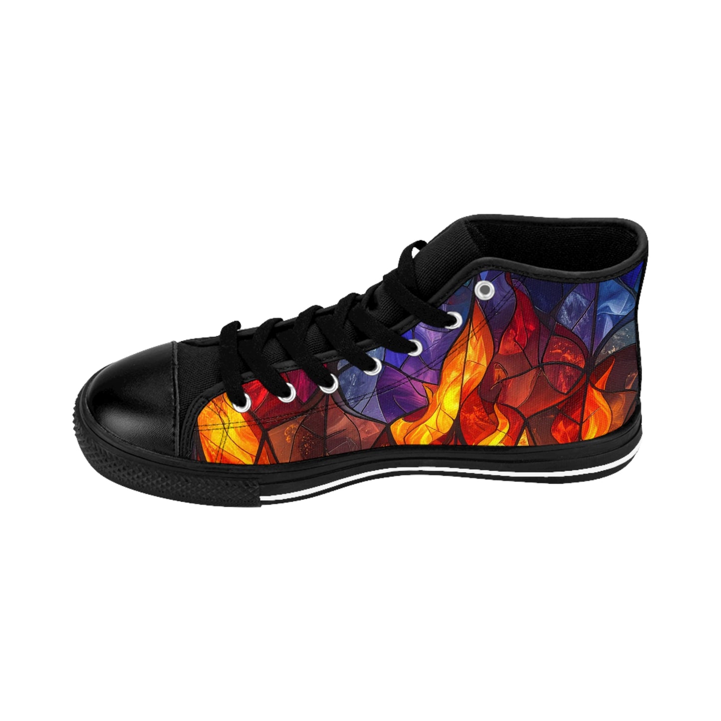Stained Glass Flames - Women's Classic High Top Sneakers