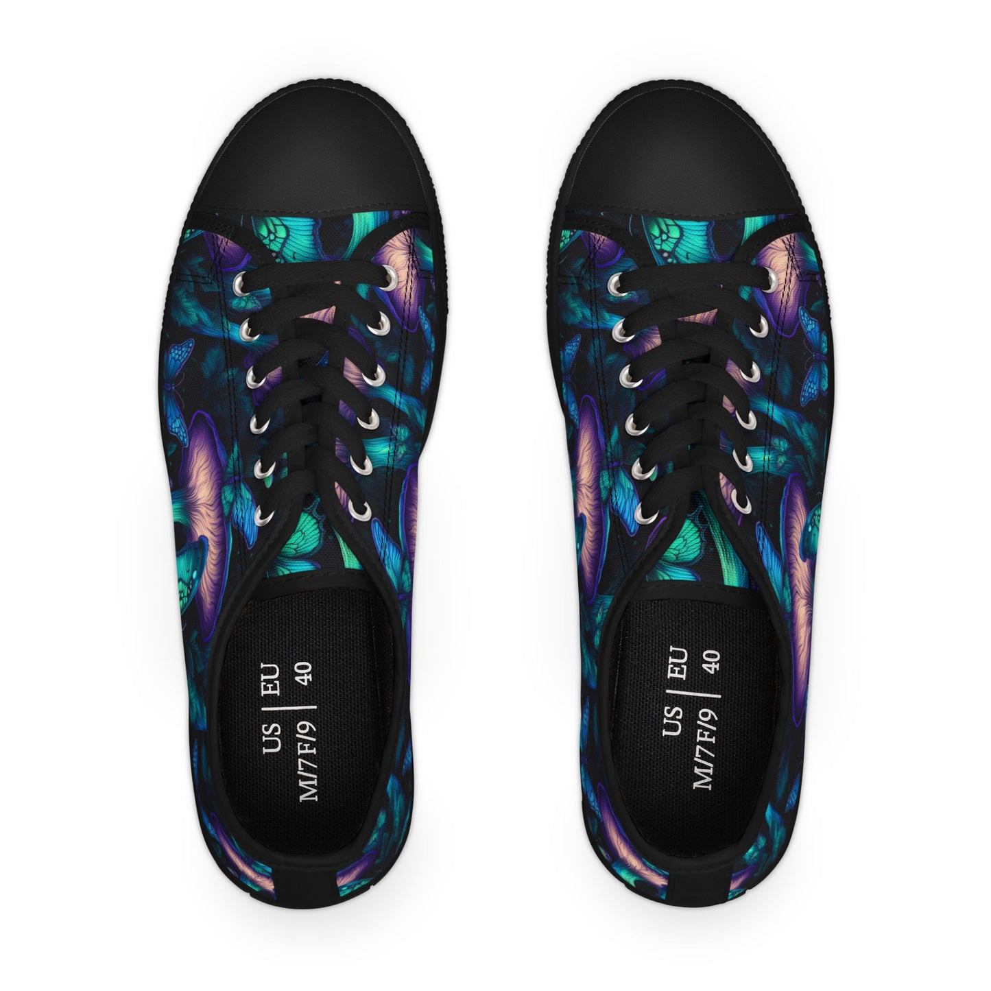 Bioluminescent Mushrooms & Moths - Women's Low Top Sneakers