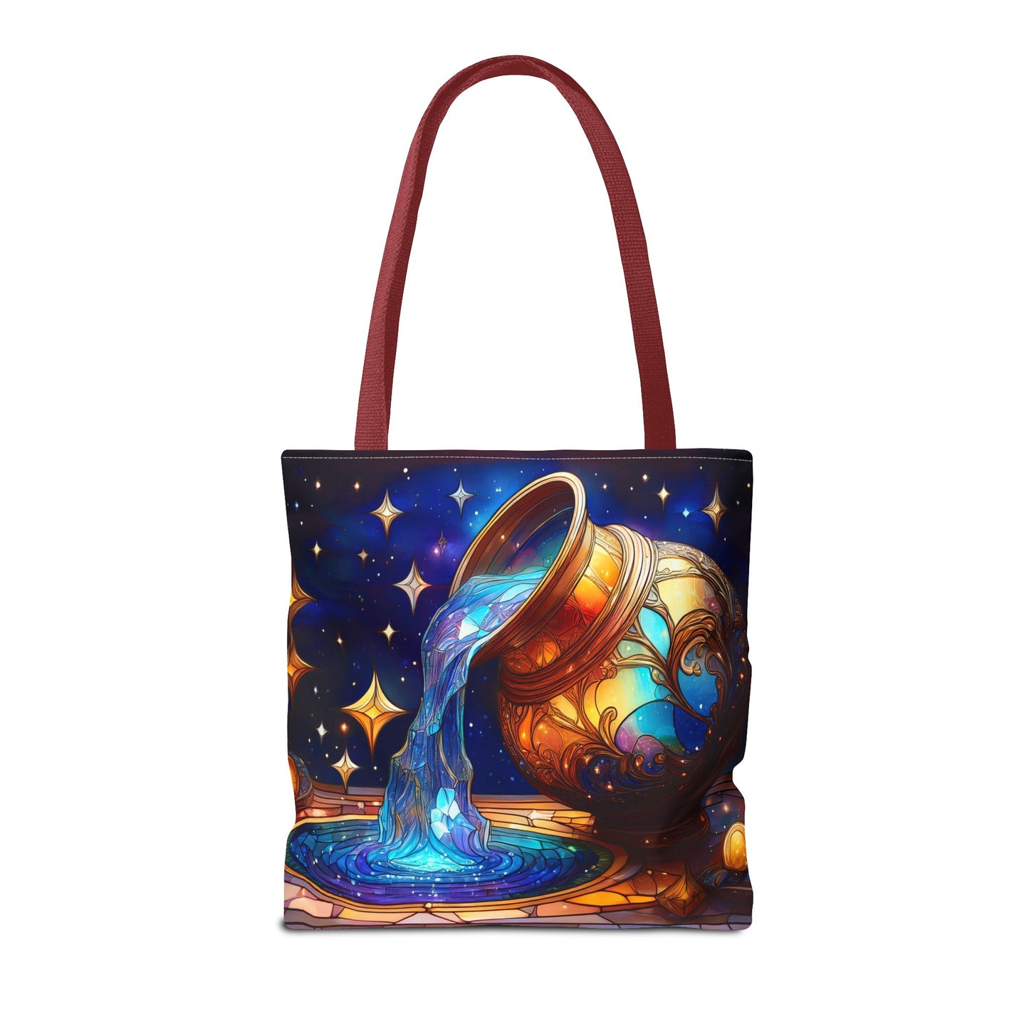 Aquarius - Water Bearer Stained Glass Style Tote Bag (All Over Print)