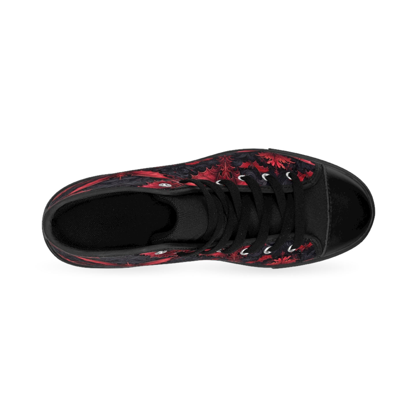 Black and Red Damask Bats - Men's Classic High Top Sneakers