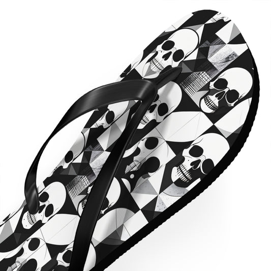 Skull Cubism Flip Flops