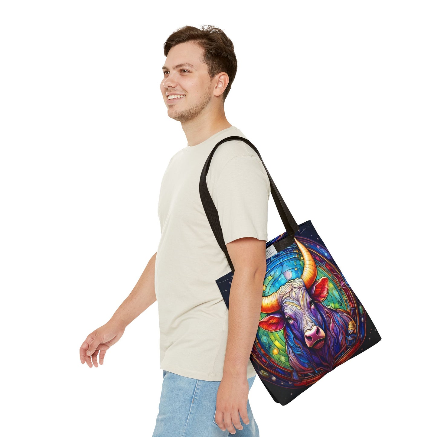 Taurus Bull Stained Glass Style Tote Bag