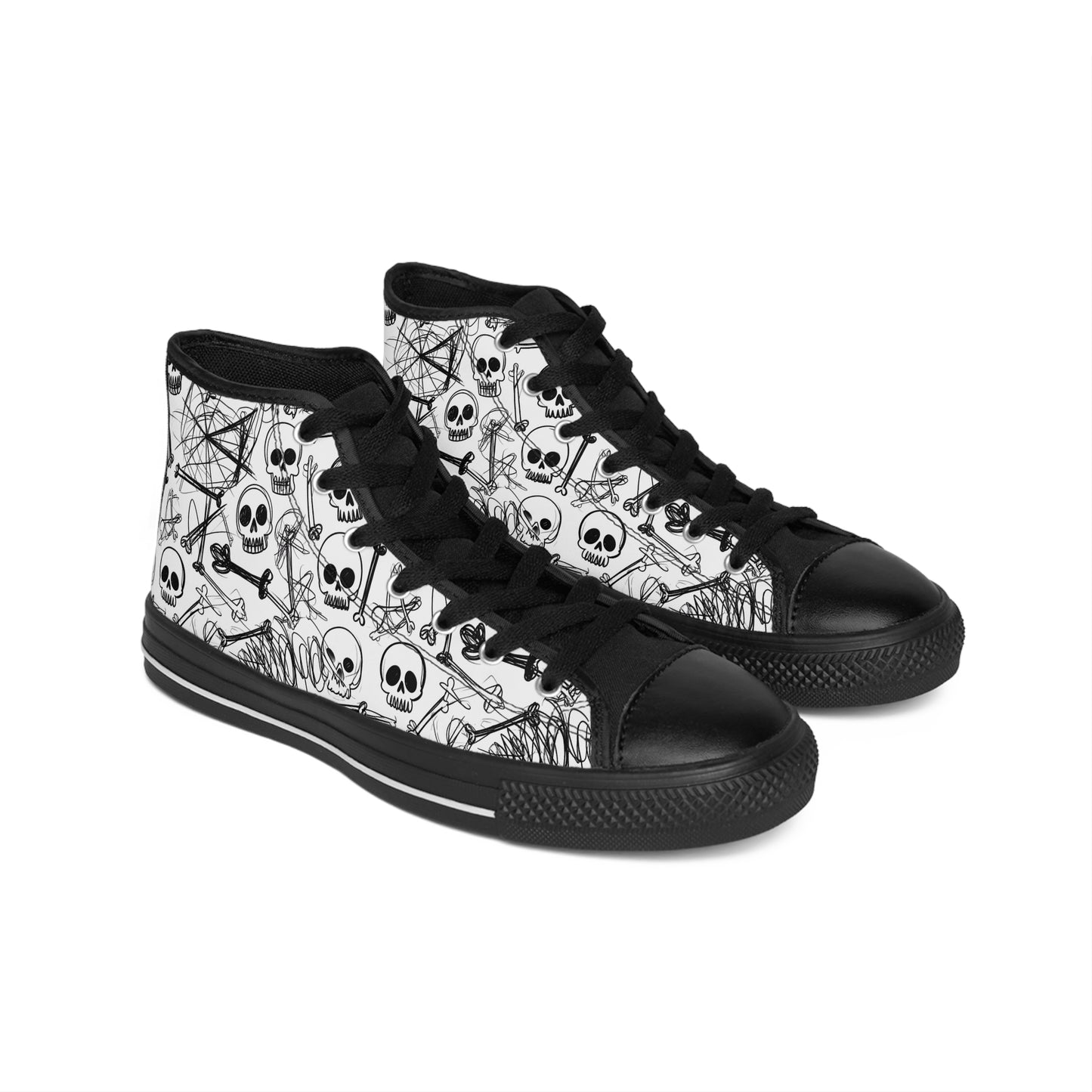 Doodle Skulls - Women's Classic High Top Sneakers