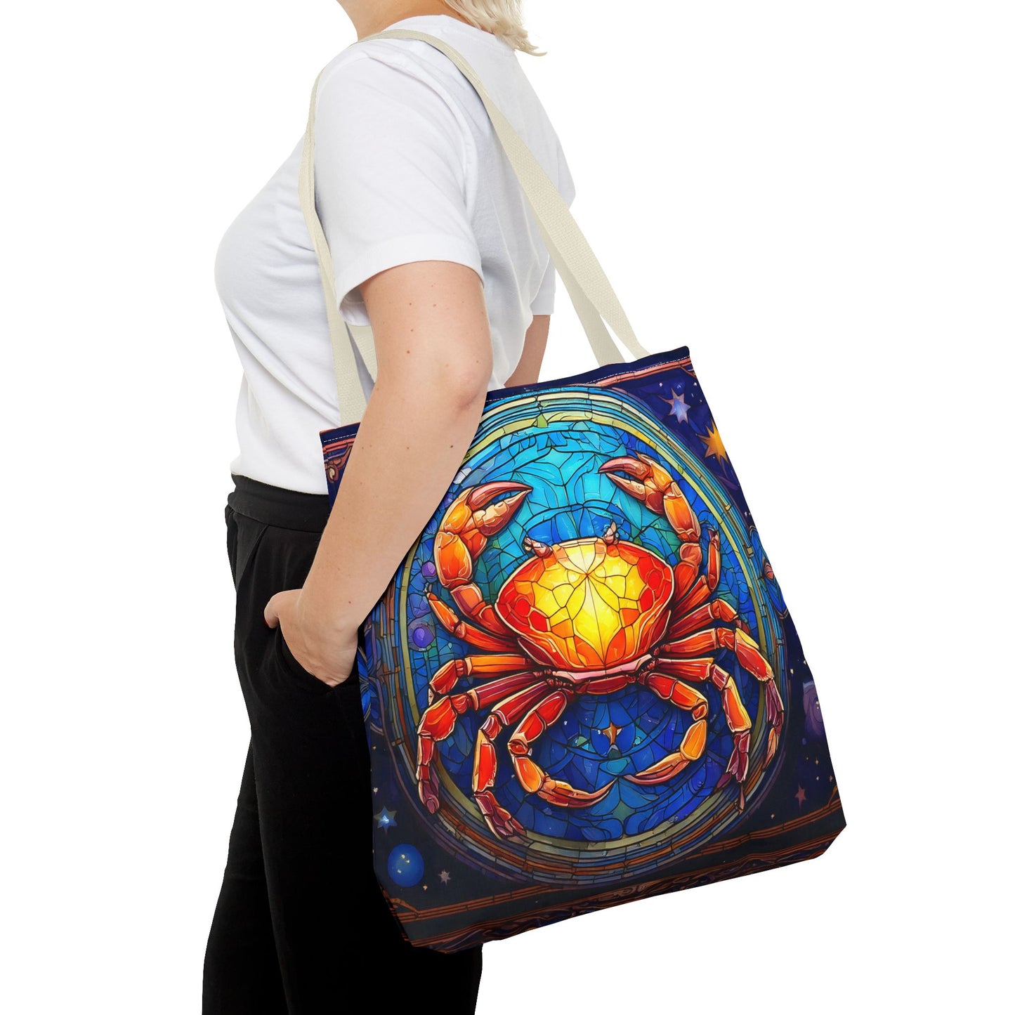Cancer Crab Stained Glass Style Tote Bag (All Over Print)