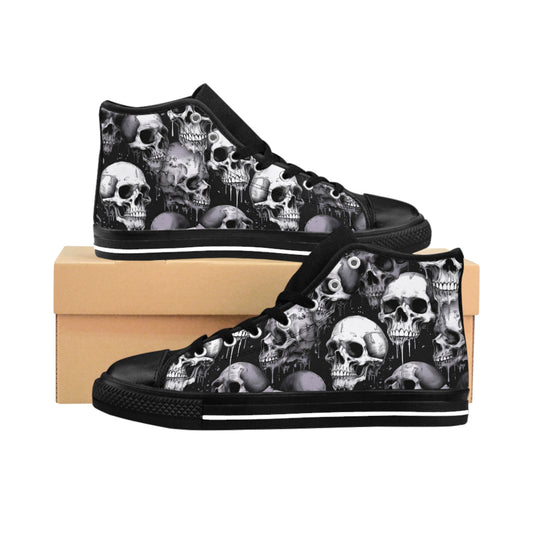 Melty B&W Skulls - Men's Classic High Top Sneakers