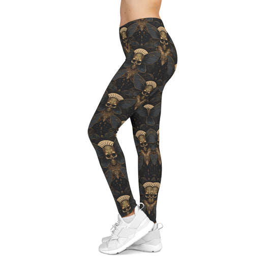 Art Deco Skull Moth Leggings