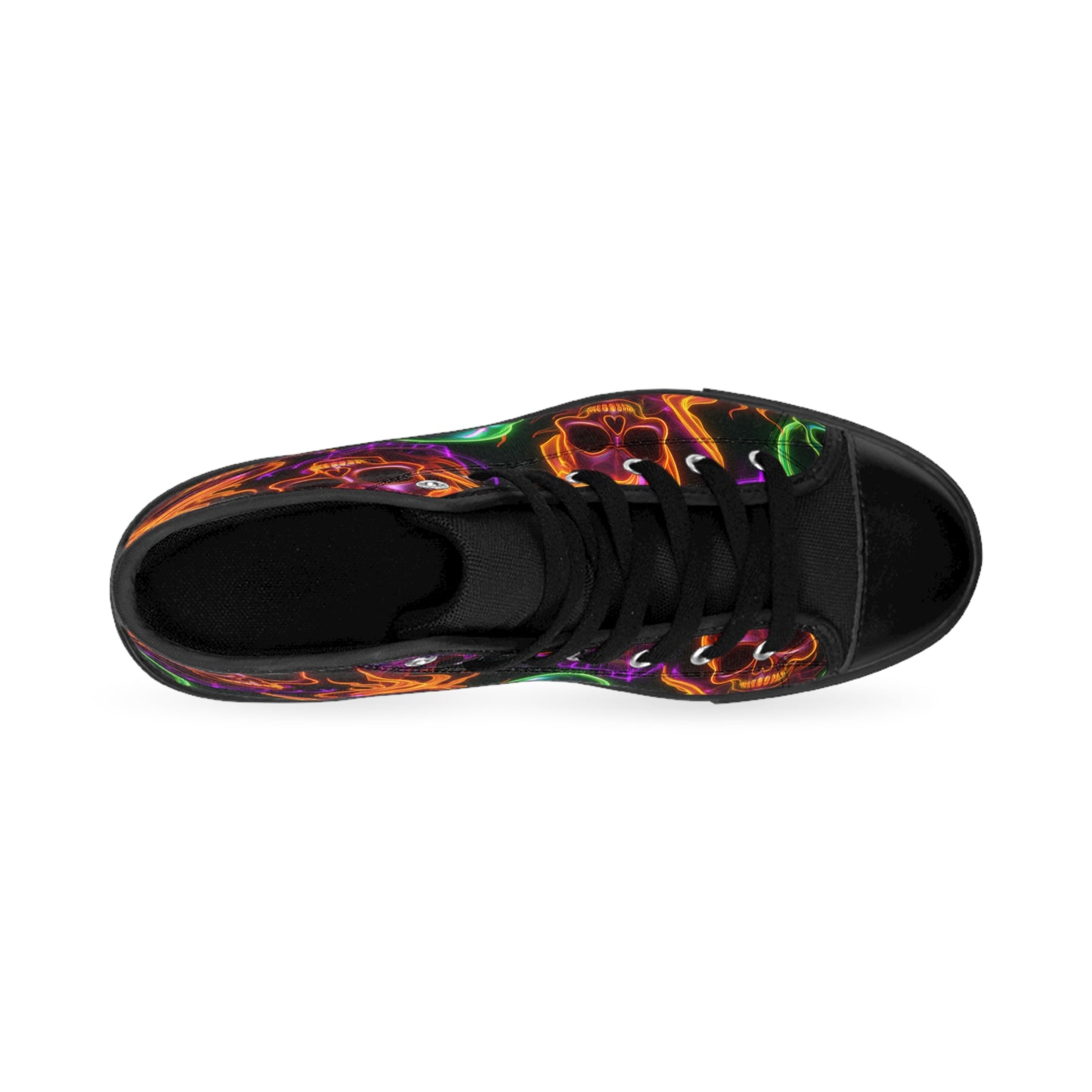 Neon Flame Skulls - Men's Classic High Top Sneakers
