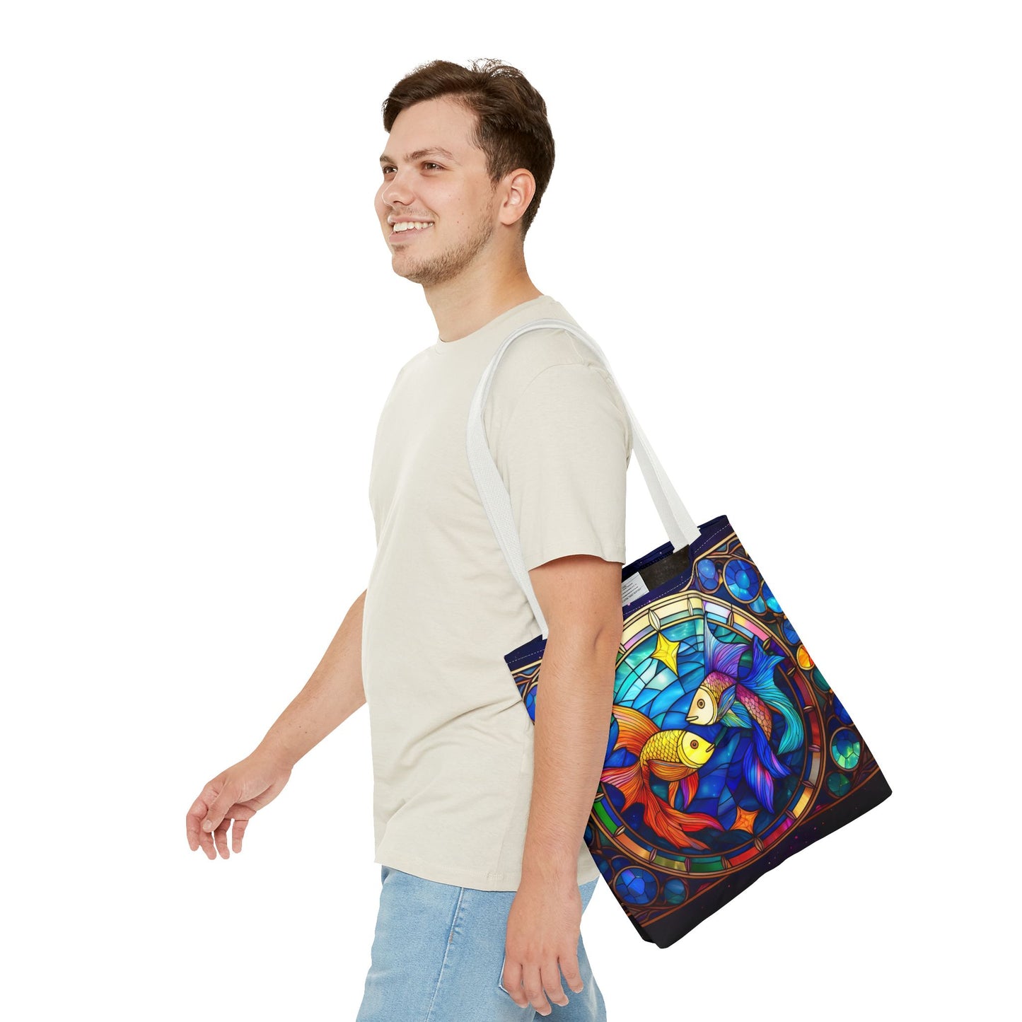 Pisces Fish Stained Glass Style Tote Bag (All Over Print)