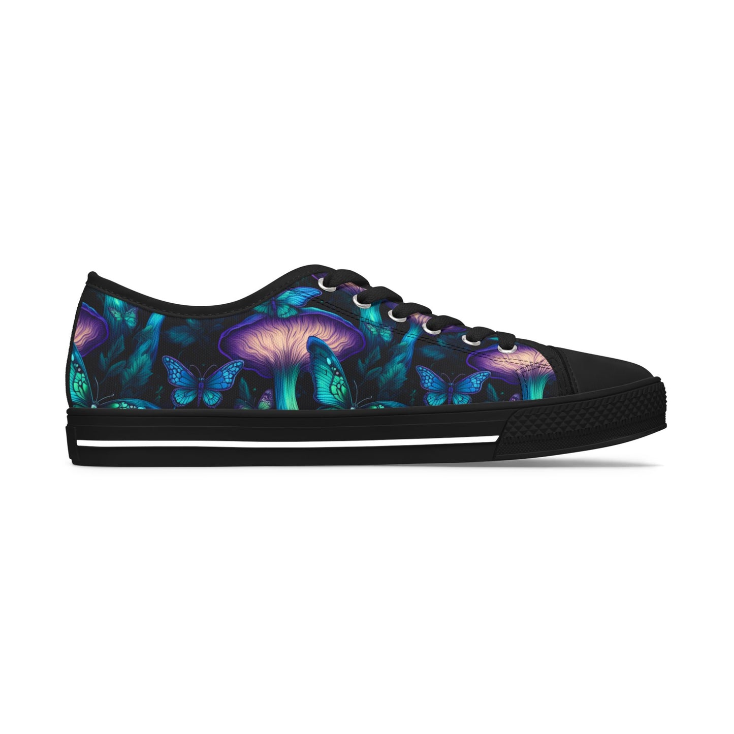 Bioluminescent Mushrooms & Moths - Women's Low Top Sneakers