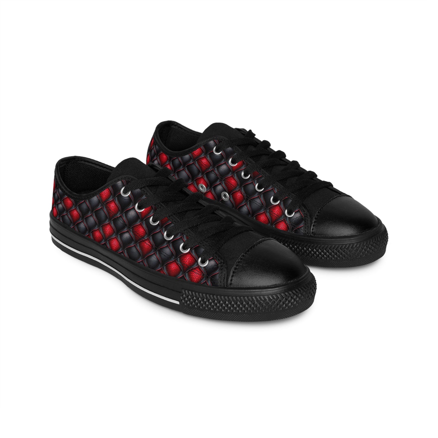 Black and Red Scales - Women's Classic Low Top Sneakers