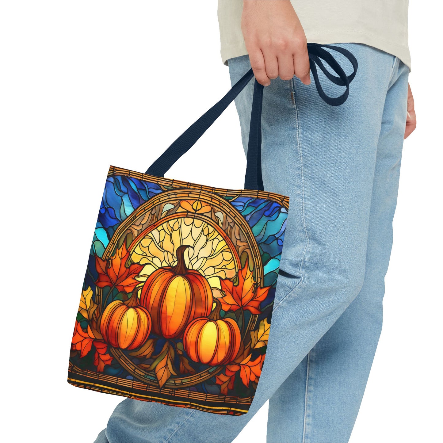 Stained Glass Style Pumpkins Tote Bag