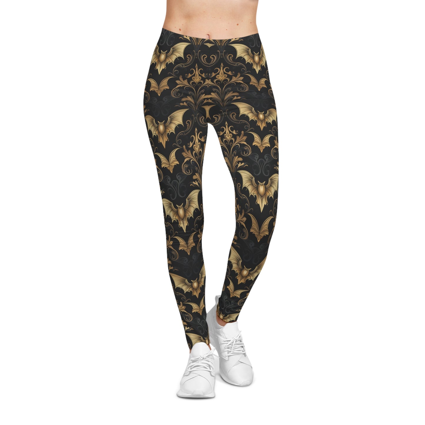 Art Deco Black and Gold Bat Leggings