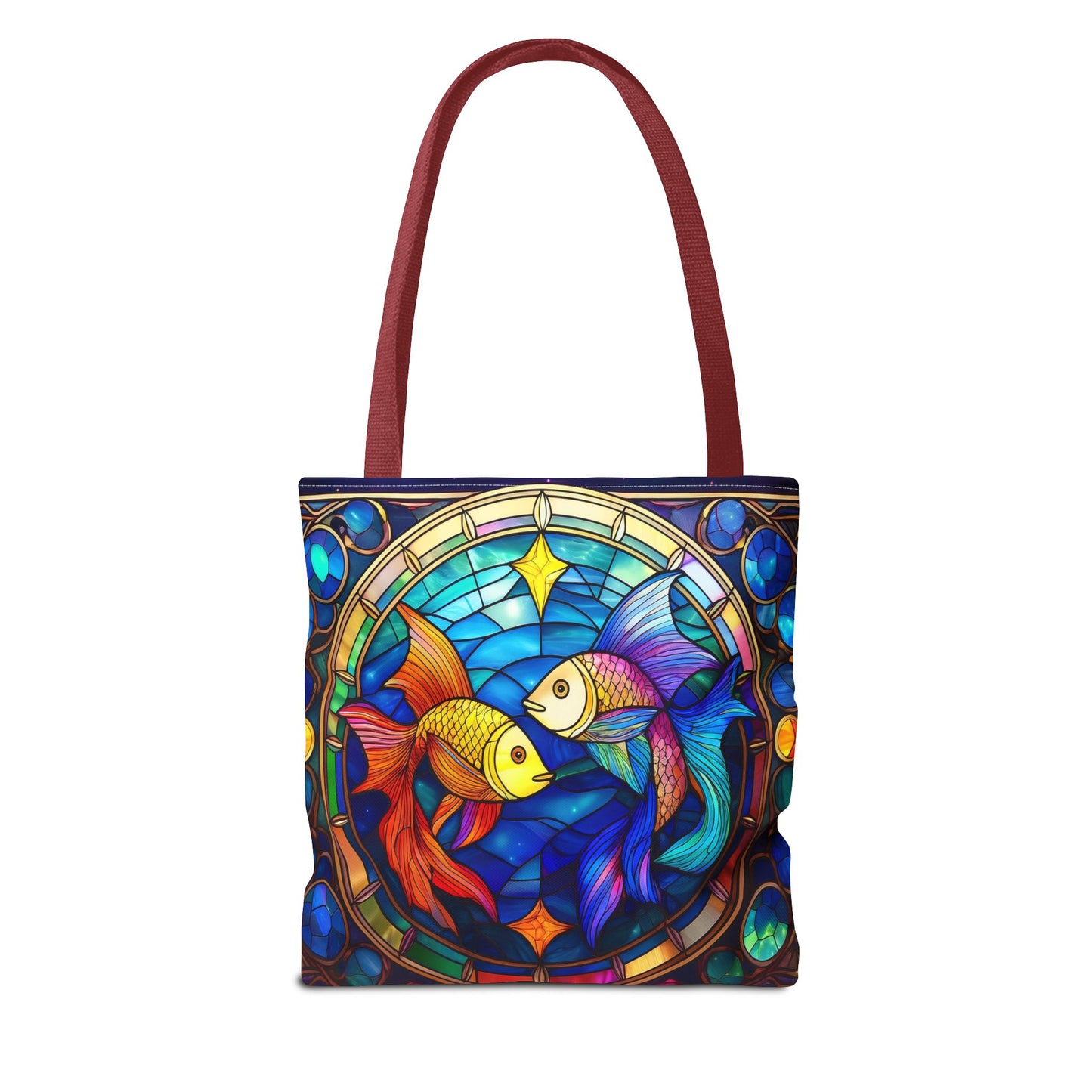 Pisces Fish Stained Glass Style Tote Bag (All Over Print)