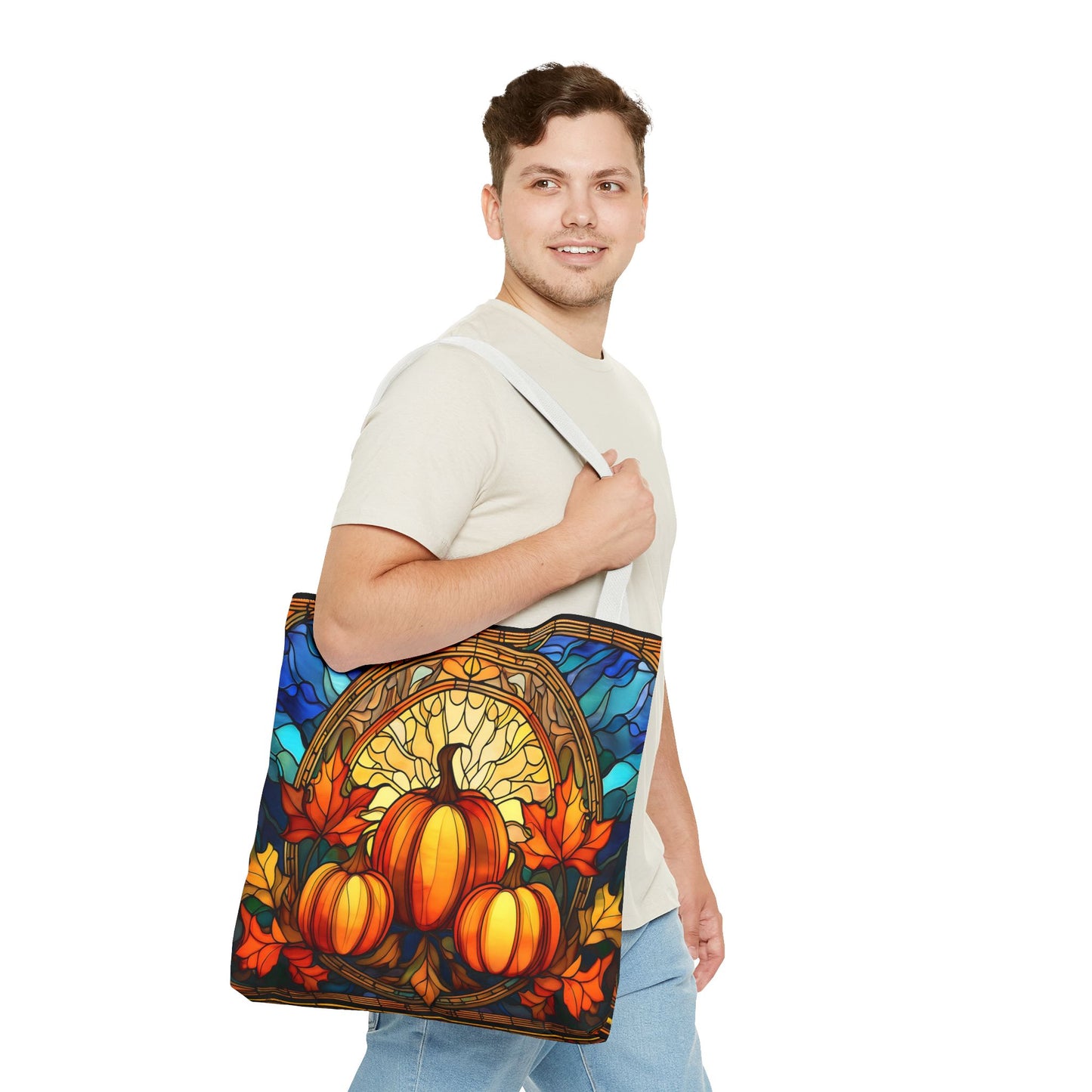Stained Glass Style Pumpkins Tote Bag