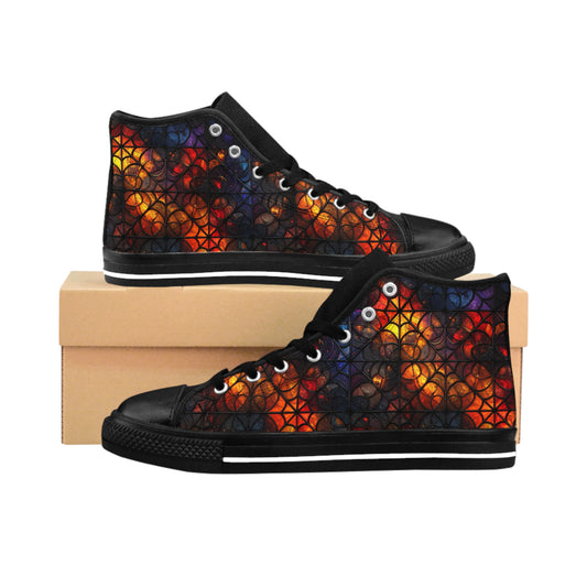 Stained Glass Spiderwebs - Women's Classic High Top Sneakers