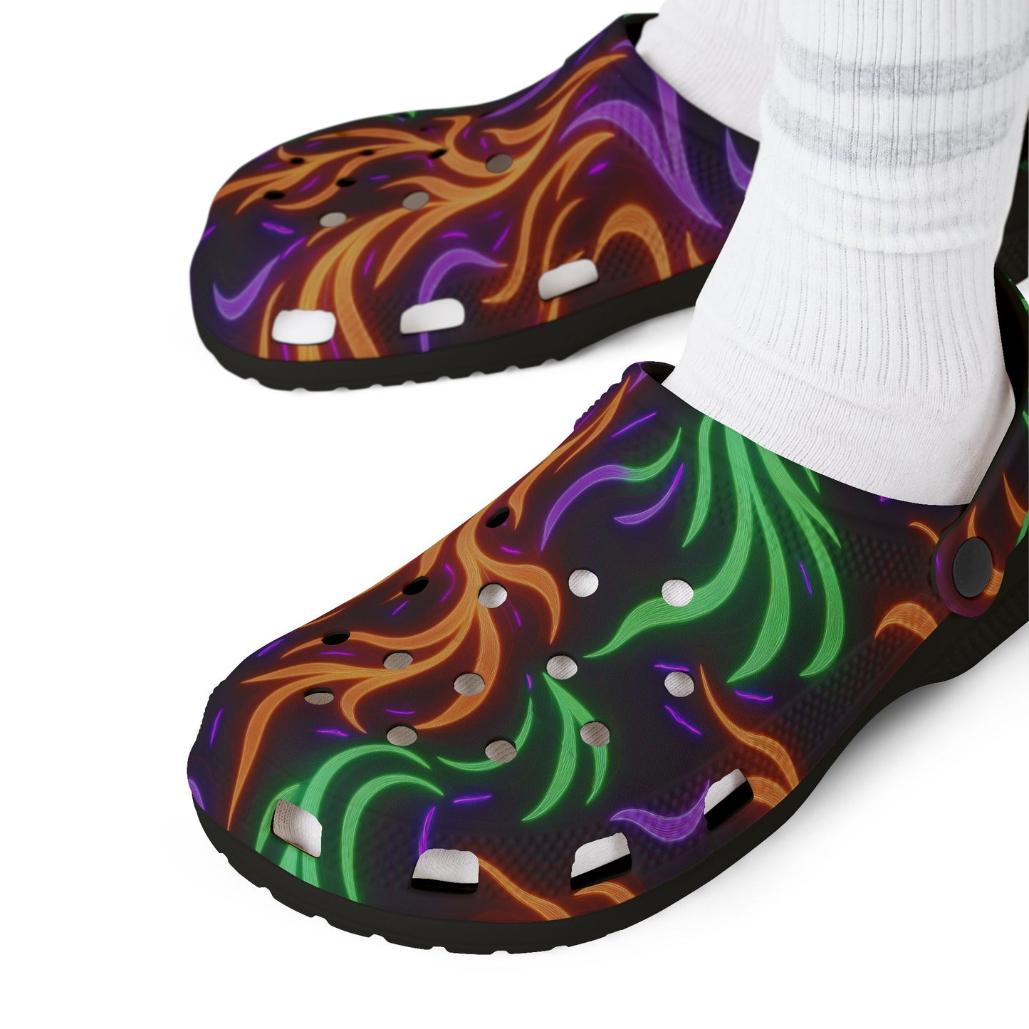 Neon Ghostly Flames - Halloween Colors - Clogs for Anyone