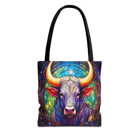 Taurus Bull Stained Glass Style Tote Bag