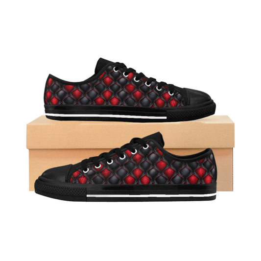 Black and Red Scales - Women's Classic Low Top Sneakers