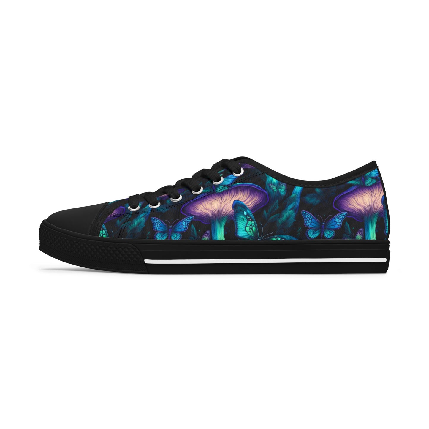 Bioluminescent Mushrooms & Moths - Women's Low Top Sneakers