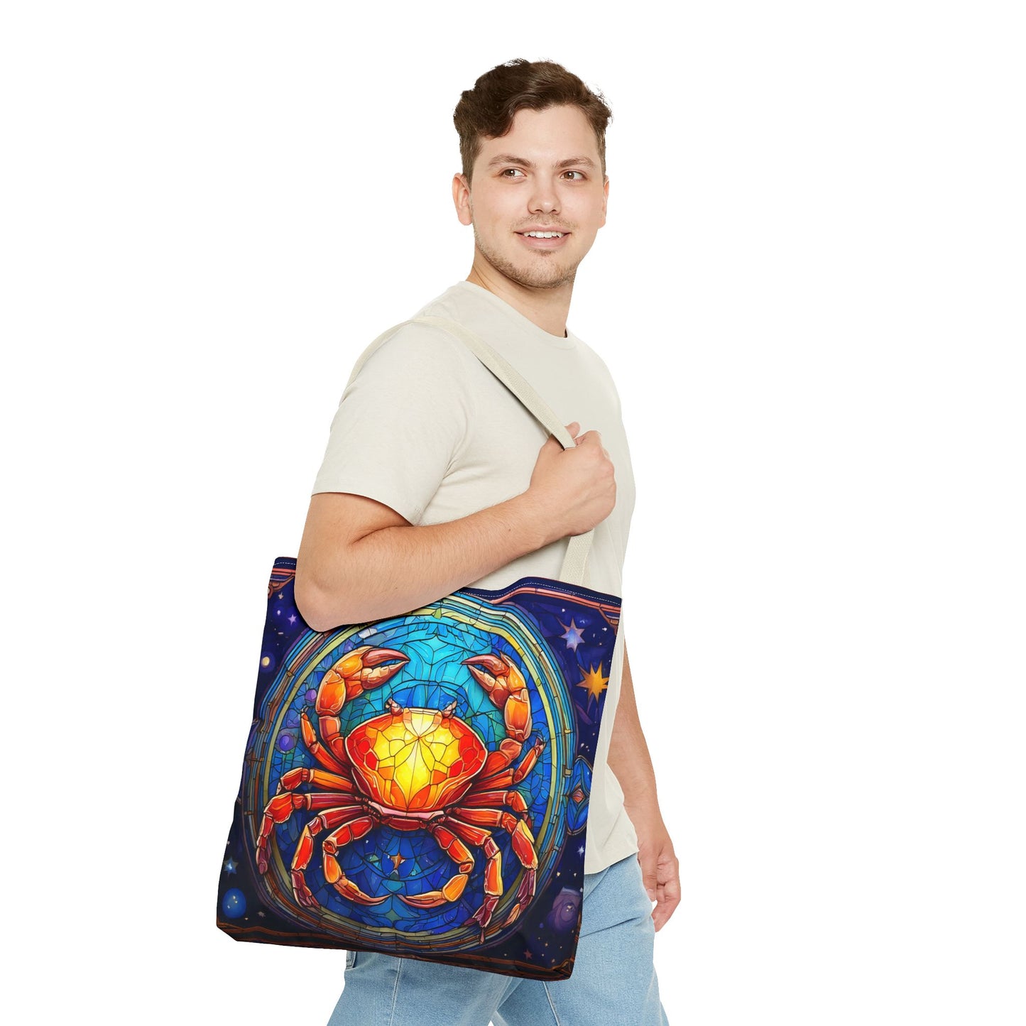 Cancer Crab Stained Glass Style Tote Bag (All Over Print)