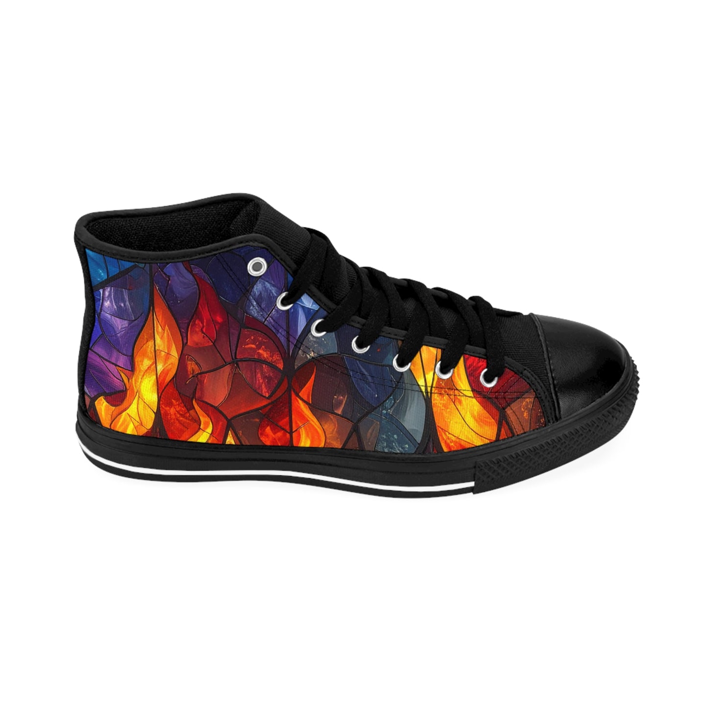 Stained Glass Flames - Women's Classic High Top Sneakers