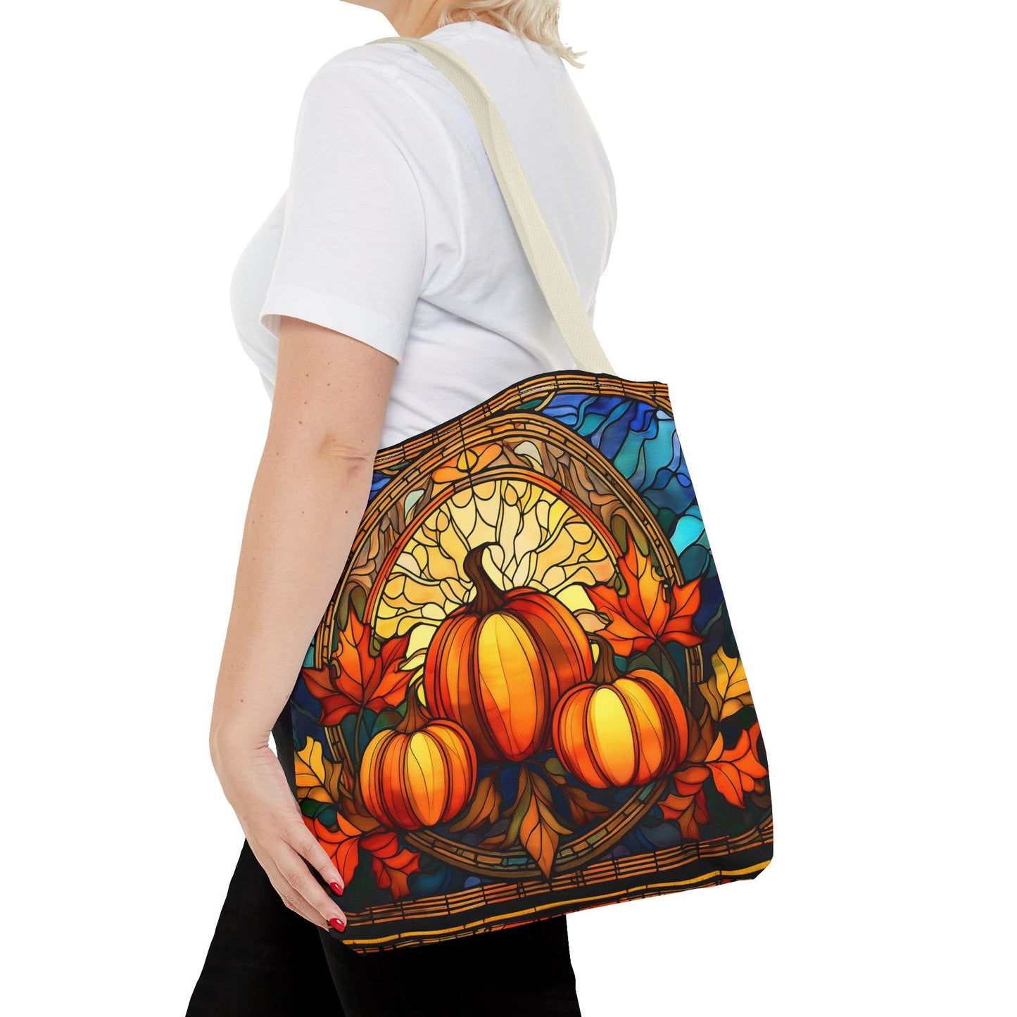 Stained Glass Style Pumpkins Tote Bag